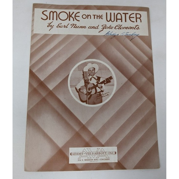 Smoke On The‎ Water By Zeke Clements Sheet Music Country Earl Nunn WWII 1943 VTG - Picture 1 of 8